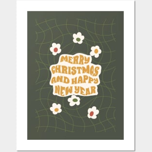 Groovy Merry Christmas Happy New Year Posters and Art